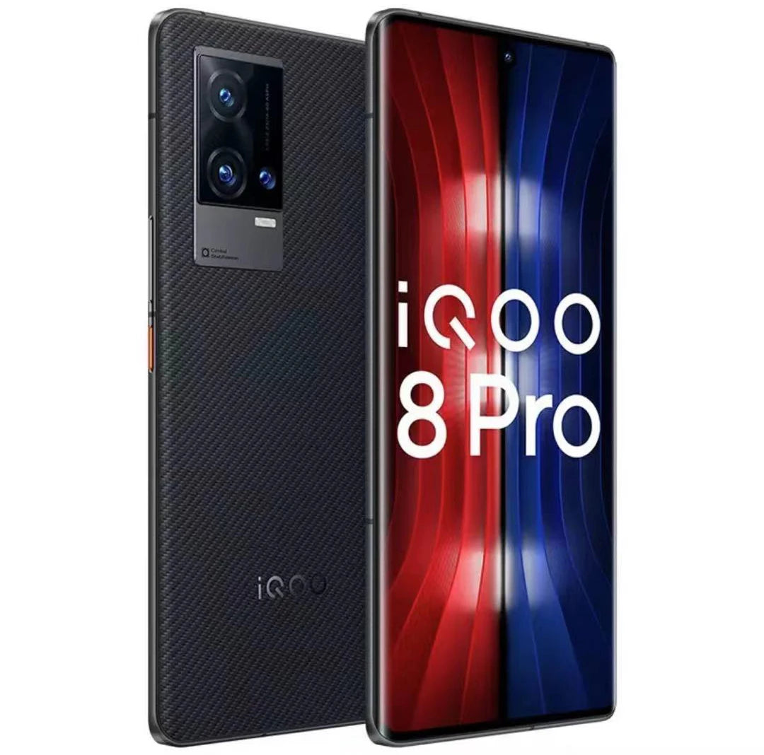 Original Vivo IQOO 8 Pro 5G Cell Phone 6.78'' 120Hz Snapdragon 888 Plus Octa Core 4500mAh 120W 50W 50MP Rear Three Camera NFC