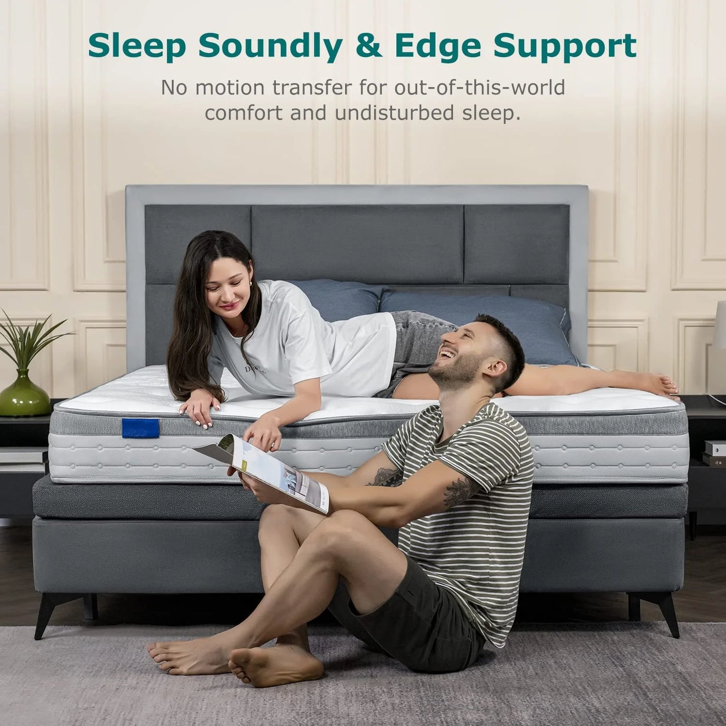Orthopedic Super King Size Queen Bed Mattresses 13 Inch Cooling Gel-infused Foam latex pocket spring Mattress rolling in a Box
