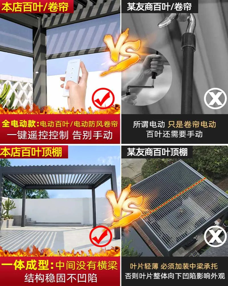 Outdoor Louver Shelter Windproof Modern Courtyard Design Aluminum Alloy Chinese Villa Garden Outdoor Sunshade Shelter