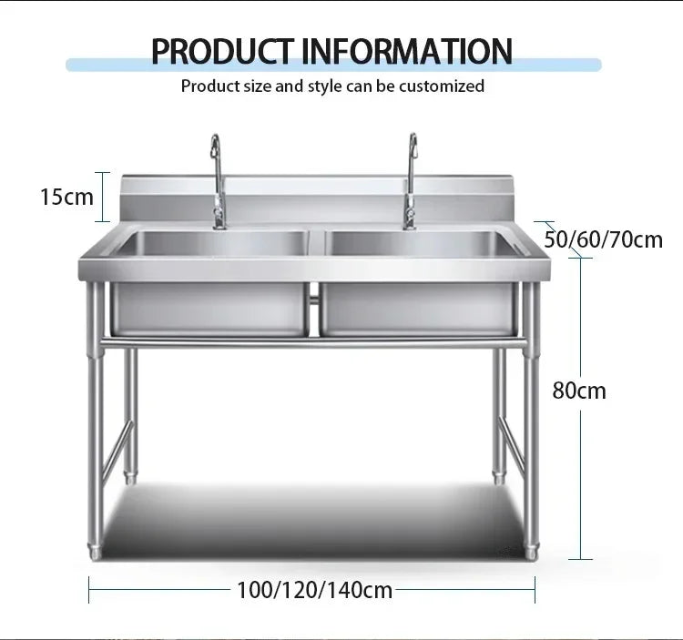 Outdoor Mobile Standing Stainless Steel Wash Hand Station Portable Wash Basin Sink portable sink with cabinet With Tank