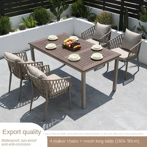 Outdoor Tables, Outdoor Leisure Vine Chairs, Net Red Dew Tianyang Tea Table and Chair Combination Aluminum Alloy