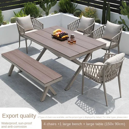 Outdoor Tables, Outdoor Leisure Vine Chairs, Net Red Dew Tianyang Tea Table and Chair Combination Aluminum Alloy