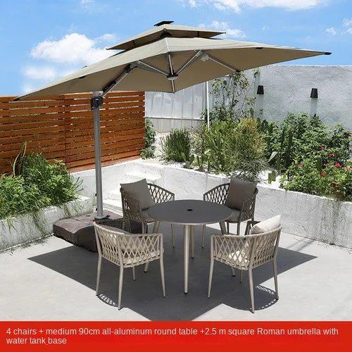 Outdoor Tables, Outdoor Leisure Vine Chairs, Net Red Dew Tianyang Tea Table and Chair Combination Aluminum Alloy