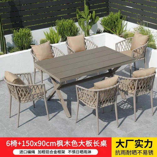 Outdoor Tables, Outdoor Leisure Vine Chairs, Net Red Dew Tianyang Tea Table and Chair Combination Aluminum Alloy