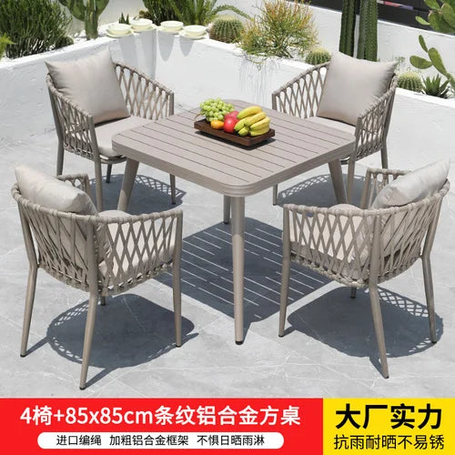 Outdoor Tables, Outdoor Leisure Vine Chairs, Net Red Dew Tianyang Tea Table and Chair Combination Aluminum Alloy