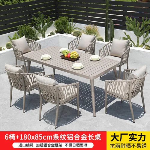 Outdoor Tables, Outdoor Leisure Vine Chairs, Net Red Dew Tianyang Tea Table and Chair Combination Aluminum Alloy