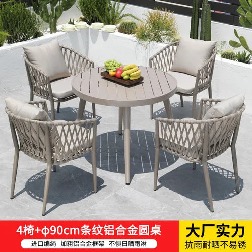 Outdoor Tables, Outdoor Leisure Vine Chairs, Net Red Dew Tianyang Tea Table and Chair Combination Aluminum Alloy