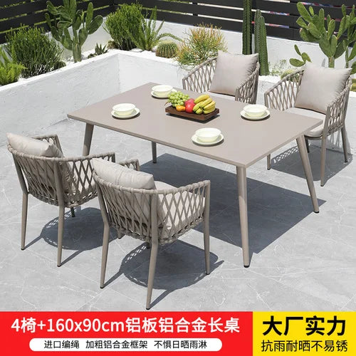 Outdoor Tables, Outdoor Leisure Vine Chairs, Net Red Dew Tianyang Tea Table and Chair Combination Aluminum Alloy