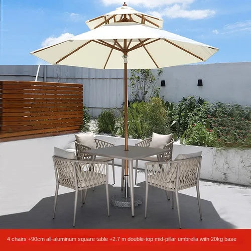 Outdoor Tables, Outdoor Leisure Vine Chairs, Net Red Dew Tianyang Tea Table and Chair Combination Aluminum Alloy