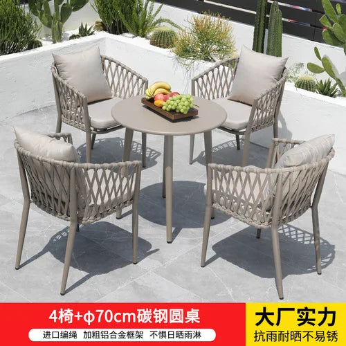 Outdoor Tables, Outdoor Leisure Vine Chairs, Net Red Dew Tianyang Tea Table and Chair Combination Aluminum Alloy