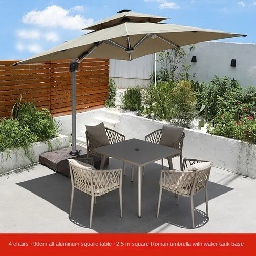 Outdoor Tables, Outdoor Leisure Vine Chairs, Net Red Dew Tianyang Tea Table and Chair Combination Aluminum Alloy