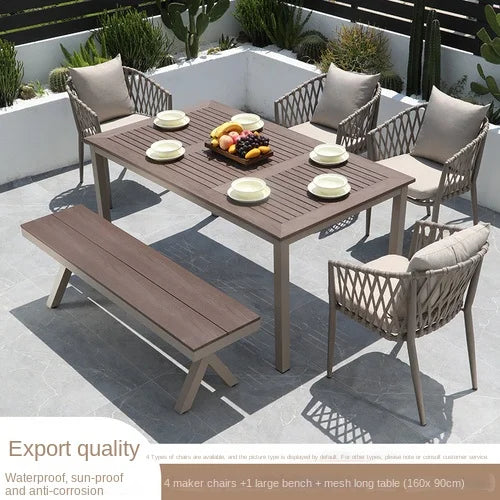 Outdoor Tables, Outdoor Leisure Vine Chairs, Net Red Dew Tianyang Tea Table and Chair Combination Aluminum Alloy