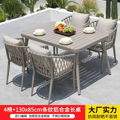 Outdoor Tables, Outdoor Leisure Vine Chairs, Net Red Dew Tianyang Tea Table and Chair Combination Aluminum Alloy