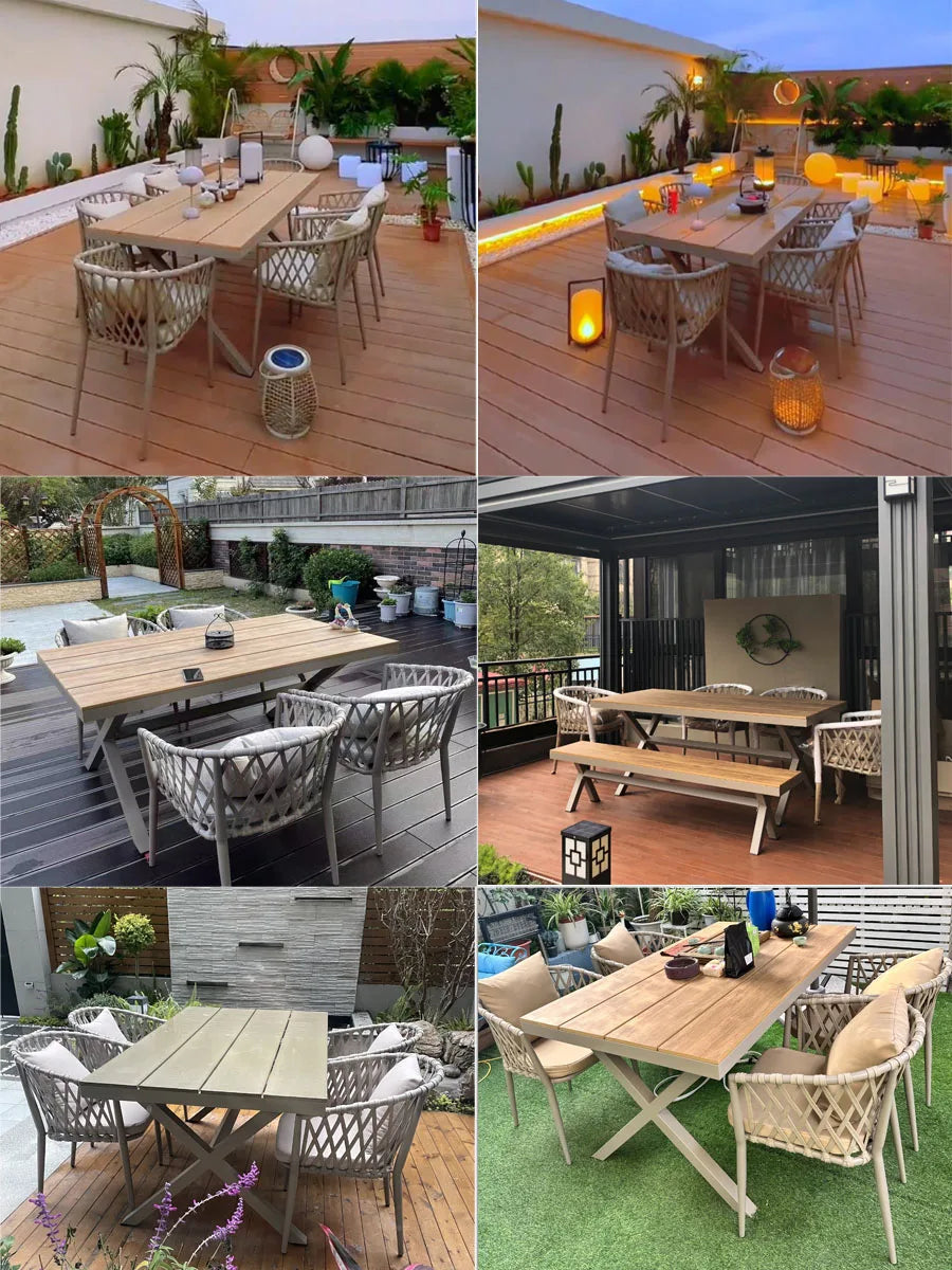 Outdoor Tables, Outdoor Leisure Vine Chairs, Net Red Dew Tianyang Tea Table and Chair Combination Aluminum Alloy