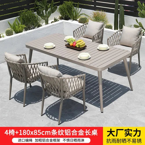 Outdoor Tables, Outdoor Leisure Vine Chairs, Net Red Dew Tianyang Tea Table and Chair Combination Aluminum Alloy