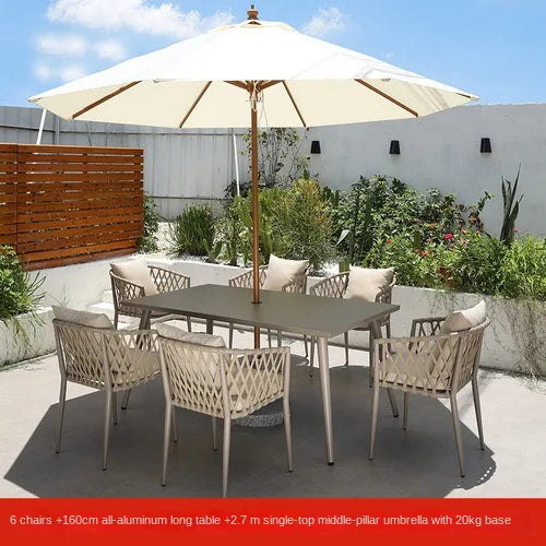 Outdoor Tables, Outdoor Leisure Vine Chairs, Net Red Dew Tianyang Tea Table and Chair Combination Aluminum Alloy