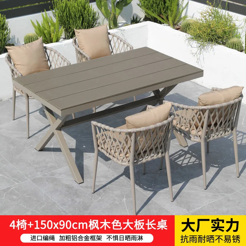 Outdoor Tables, Outdoor Leisure Vine Chairs, Net Red Dew Tianyang Tea Table and Chair Combination Aluminum Alloy