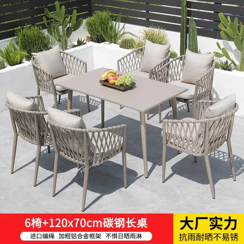 Outdoor Tables, Outdoor Leisure Vine Chairs, Net Red Dew Tianyang Tea Table and Chair Combination Aluminum Alloy