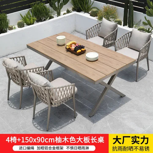 Outdoor Tables, Outdoor Leisure Vine Chairs, Net Red Dew Tianyang Tea Table and Chair Combination Aluminum Alloy