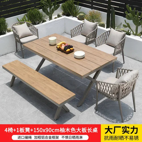 Outdoor Tables, Outdoor Leisure Vine Chairs, Net Red Dew Tianyang Tea Table and Chair Combination Aluminum Alloy
