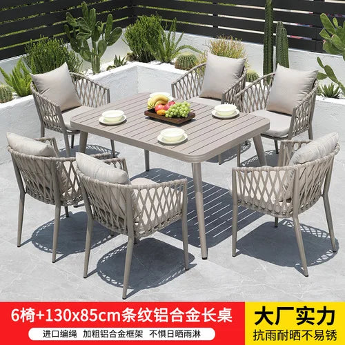 Outdoor Tables, Outdoor Leisure Vine Chairs, Net Red Dew Tianyang Tea Table and Chair Combination Aluminum Alloy