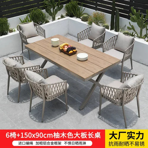 Outdoor Tables, Outdoor Leisure Vine Chairs, Net Red Dew Tianyang Tea Table and Chair Combination Aluminum Alloy