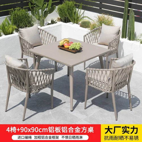 Outdoor Tables, Outdoor Leisure Vine Chairs, Net Red Dew Tianyang Tea Table and Chair Combination Aluminum Alloy