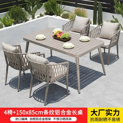 Outdoor Tables, Outdoor Leisure Vine Chairs, Net Red Dew Tianyang Tea Table and Chair Combination Aluminum Alloy