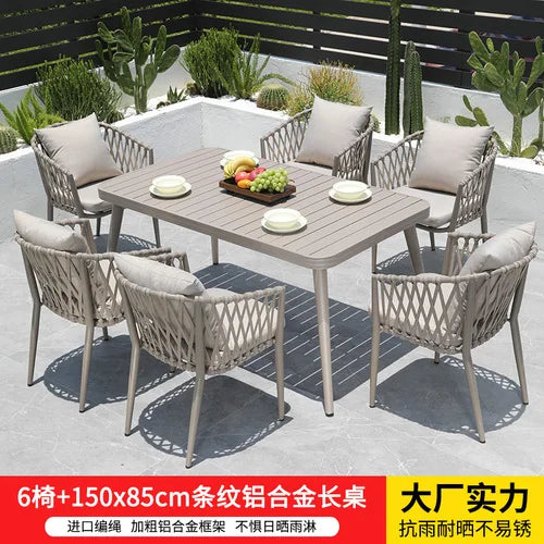 Outdoor Tables, Outdoor Leisure Vine Chairs, Net Red Dew Tianyang Tea Table and Chair Combination Aluminum Alloy
