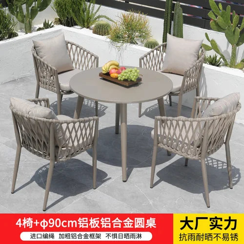 Outdoor Tables, Outdoor Leisure Vine Chairs, Net Red Dew Tianyang Tea Table and Chair Combination Aluminum Alloy