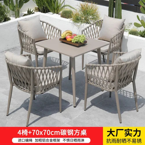 Outdoor Tables, Outdoor Leisure Vine Chairs, Net Red Dew Tianyang Tea Table and Chair Combination Aluminum Alloy