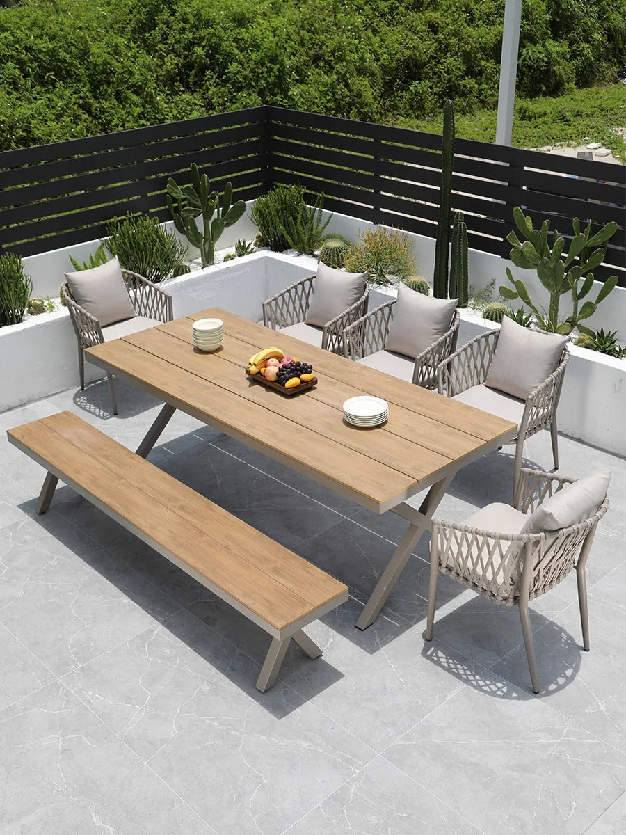 Outdoor Tables, Outdoor Leisure Vine Chairs, Net Red Dew Tianyang Tea Table and Chair Combination Aluminum Alloy