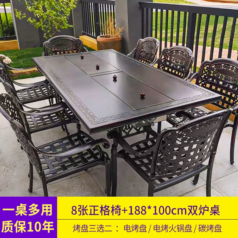Outdoor barbecue table barbecue grill barbecue rack household charcoal smokeless electric grill courtyard garden table and chair