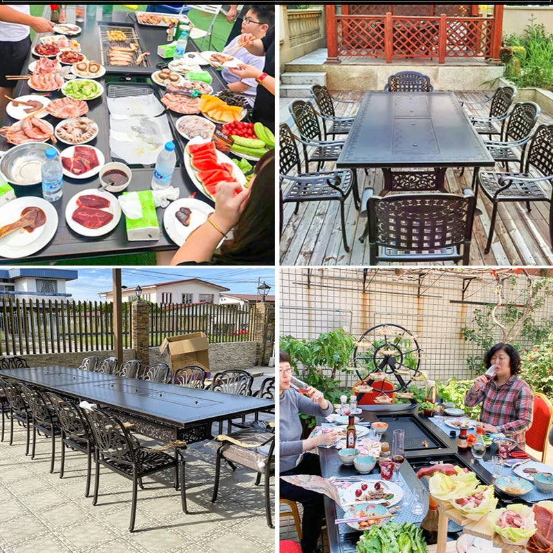Outdoor barbecue table barbecue grill barbecue rack household charcoal smokeless electric grill courtyard garden table and chair