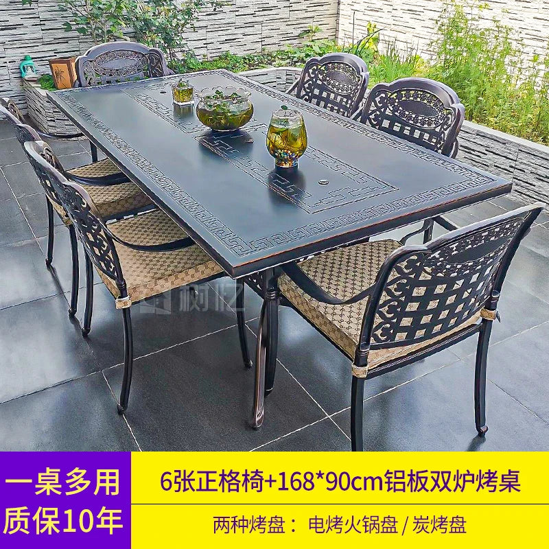 Outdoor barbecue table barbecue grill barbecue rack household charcoal smokeless electric grill courtyard garden table and chair