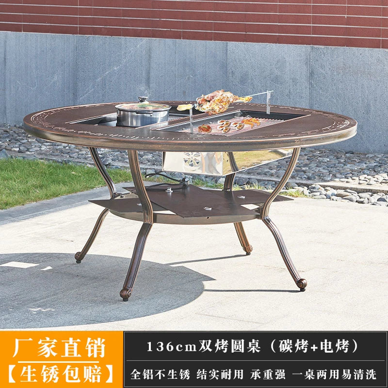 Outdoor barbecue tables and chairs commercial household courtyard electric oven charcoal barbecue outdoor terrace balcony leisur