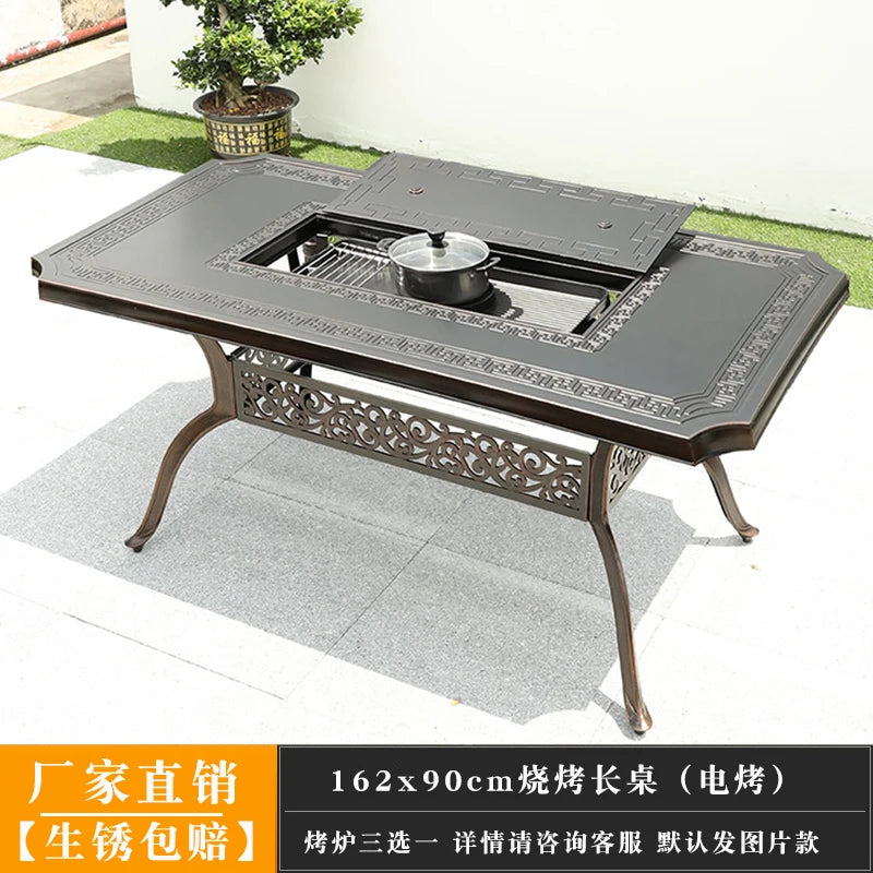 Outdoor barbecue tables and chairs commercial household courtyard electric oven charcoal barbecue outdoor terrace balcony leisur