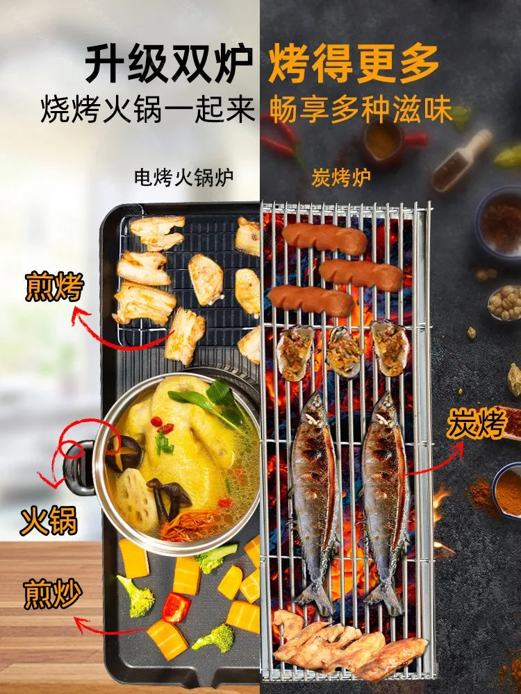Outdoor courtyard cast aluminum barbecue tables and chairs outdoor garden villa aluminum smokeless electric grilled charcoal.