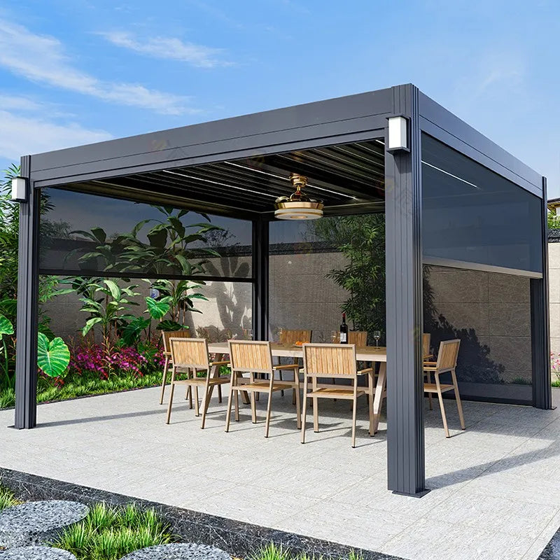 Outdoor courtyard, louver pavilion, garden, outdoor electric flip aluminum alloy pavilion, leisure outdoor scenic spot, sunshine