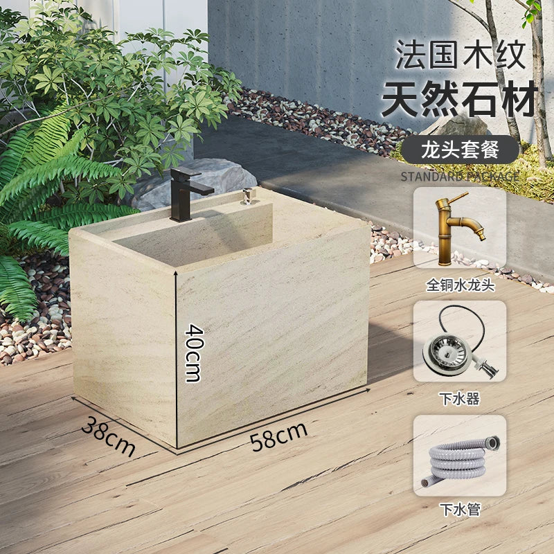 Outdoor mop pool, courtyard, home balcony, mop mop, mop, mop, mop, mop, mop, outdoor marble mop basin, floor standing integrated