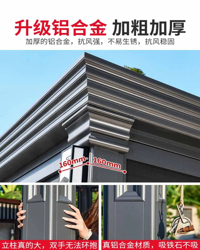 Outdoor pavilion electric telescopic Chinese style pavilion, sunshine room, aluminum alloy villa courtyard