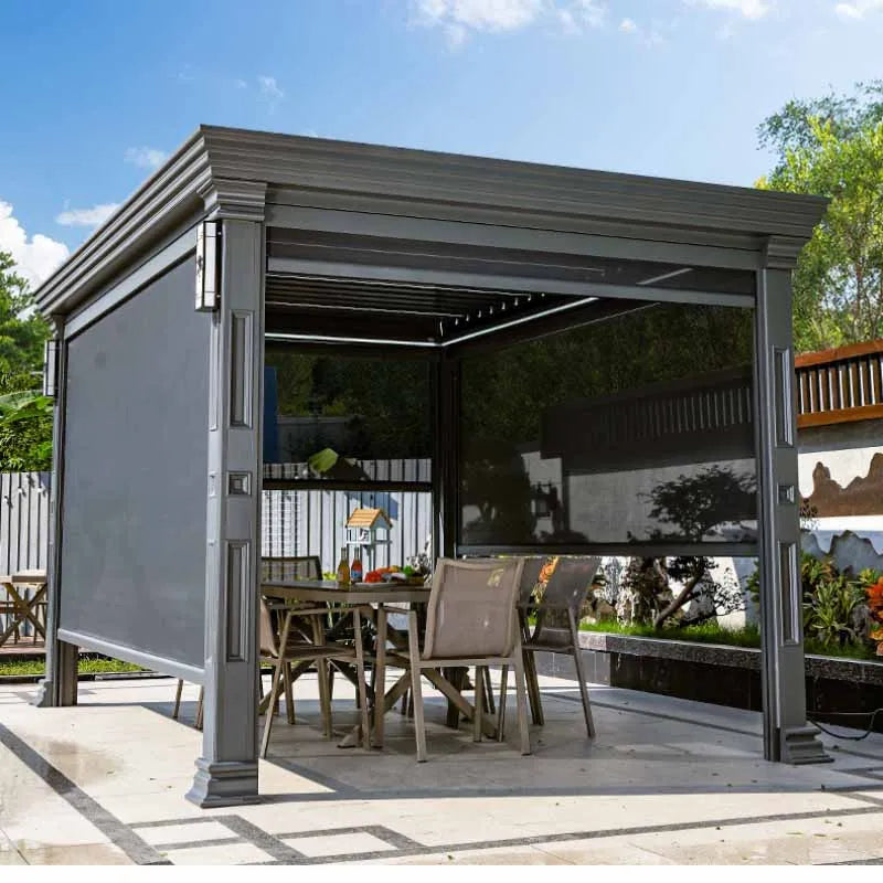 Outdoor pavilion electric telescopic Chinese style pavilion, sunshine room, aluminum alloy villa courtyard