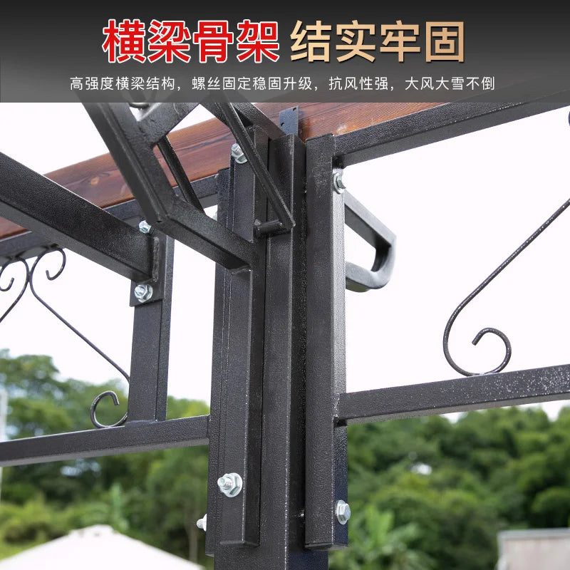 Outdoor pavilion, swing, courtyard, garden, villa, climbing vine, leisure pavilion, terrace, rooftop swing