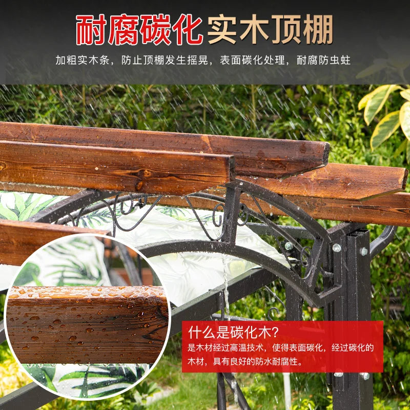 Outdoor pavilion, swing, courtyard, garden, villa, climbing vine, leisure pavilion, terrace, rooftop swing