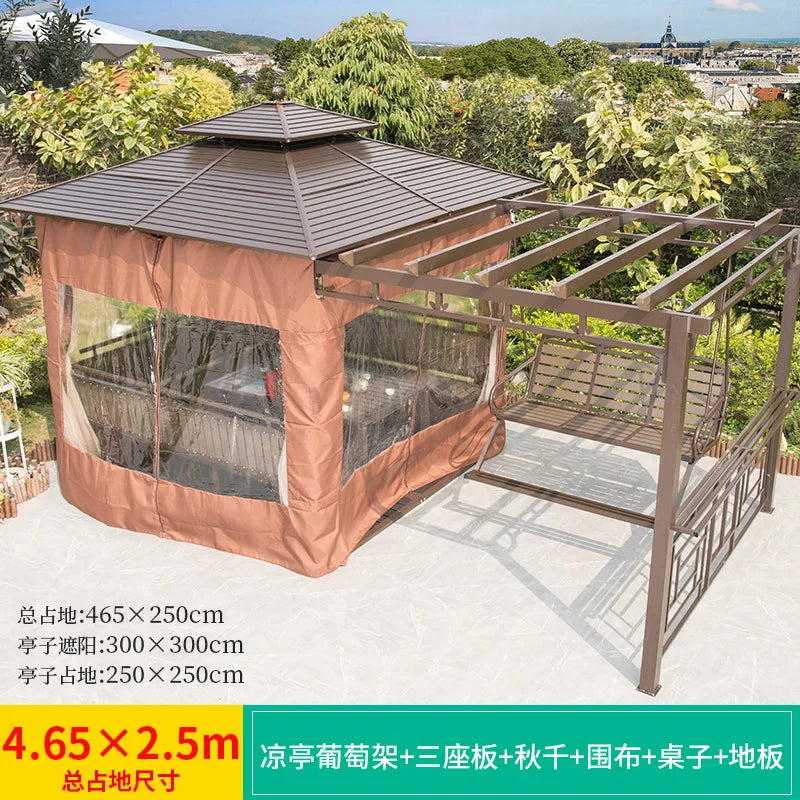Outdoor pavilion, swing, outdoor courtyard, villa, garden, farmhouse, balcony, leisure pavilion