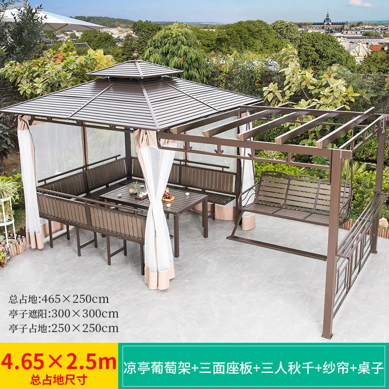 Outdoor pavilion, swing, outdoor courtyard, villa, garden, farmhouse, balcony, leisure pavilion