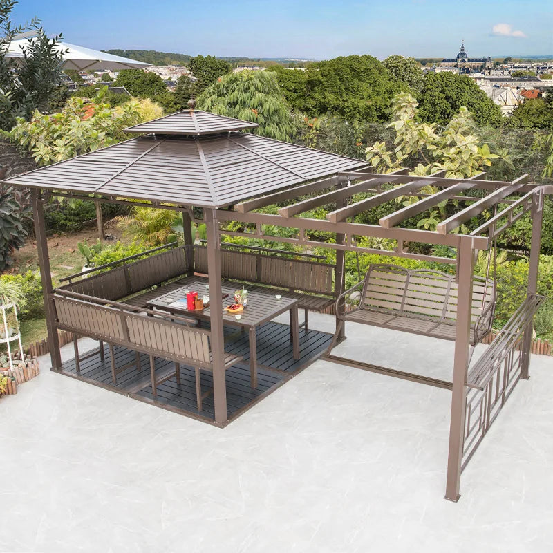 Outdoor pavilion, swing, outdoor courtyard, villa, garden, farmhouse, balcony, leisure pavilion