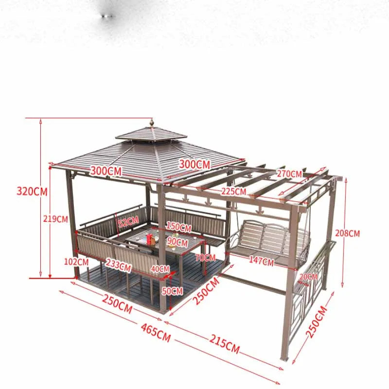 Outdoor pavilion, swing, outdoor courtyard, villa, garden, farmhouse, balcony, leisure pavilion
