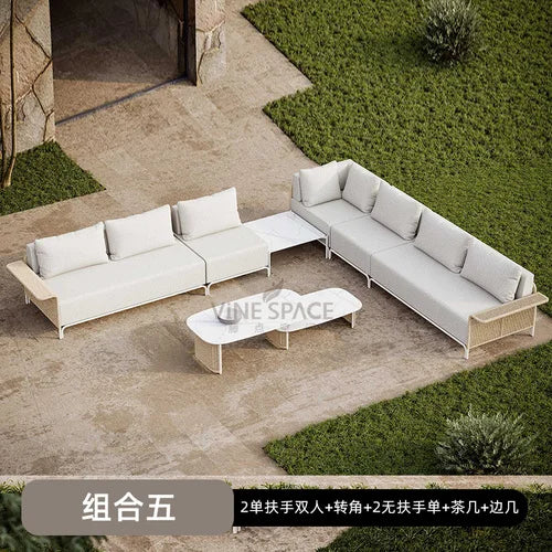 Outdoor sofa, courtyard, rope weaving, rattan chair, gold waterproof, sun proof terrace, Nordic corner furniture