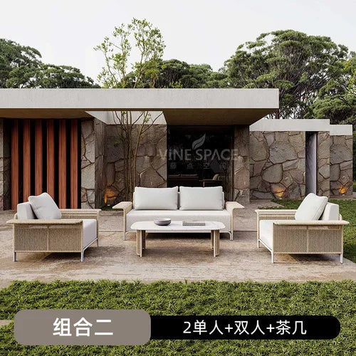 Outdoor sofa, courtyard, rope weaving, rattan chair, gold waterproof, sun proof terrace, Nordic corner furniture